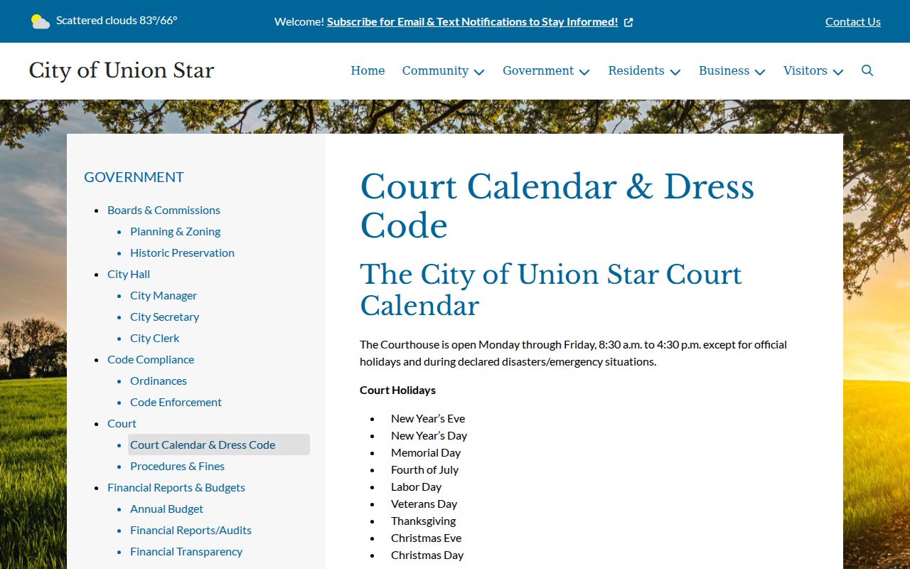 Union Star official courthouse access guidance